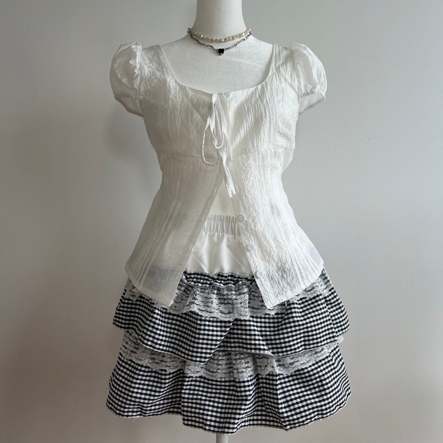 Hankerchief White Gingham Skirt
