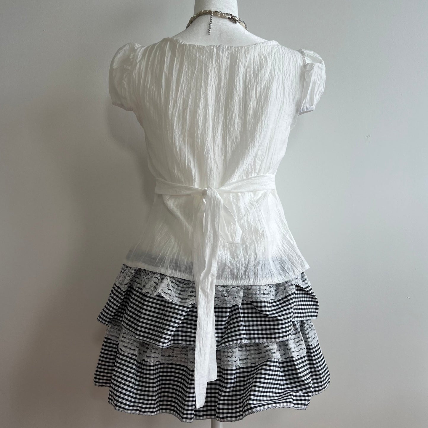 Hankerchief White Gingham Skirt