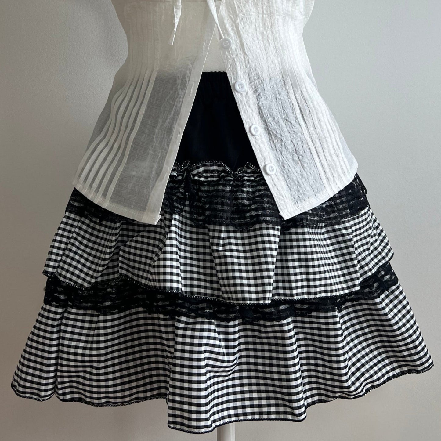 Hankerchief Black Gingham Skirt