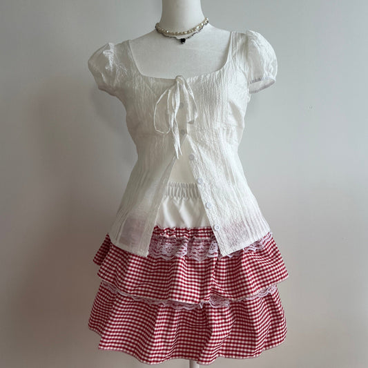 Hankerchief Red Gingham Skirt