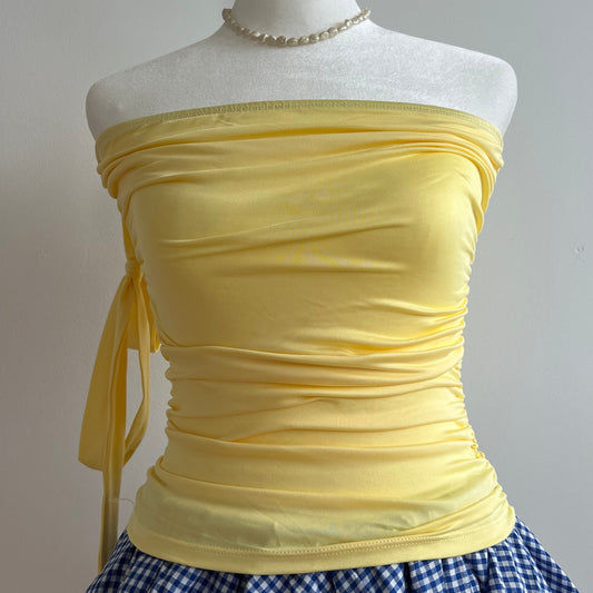 Barbara Yellow Strapless Top
