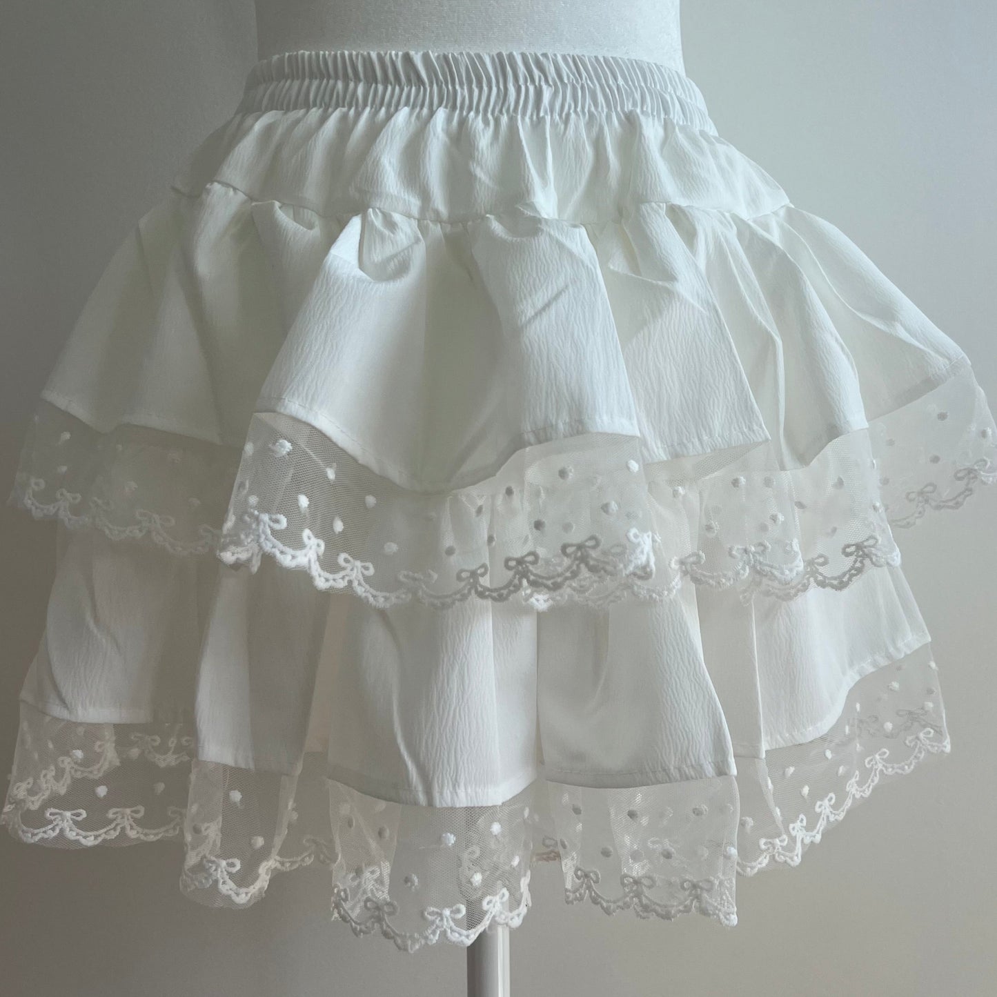 Peach White Lace Skirt