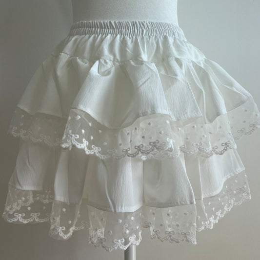 Peach White Lace Skirt