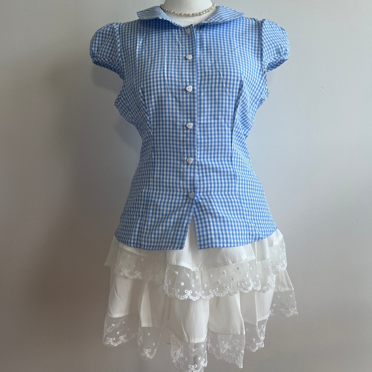 Peach White Lace Skirt