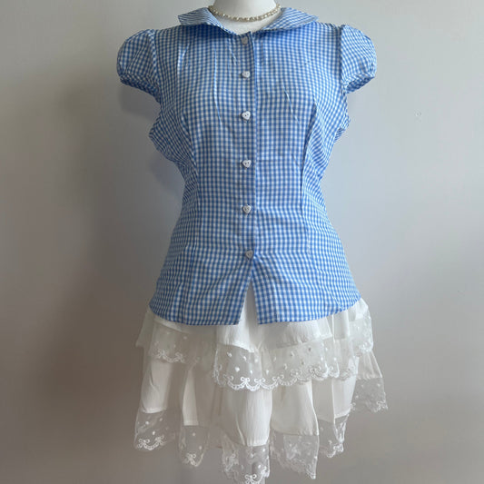 Peach White Lace Skirt