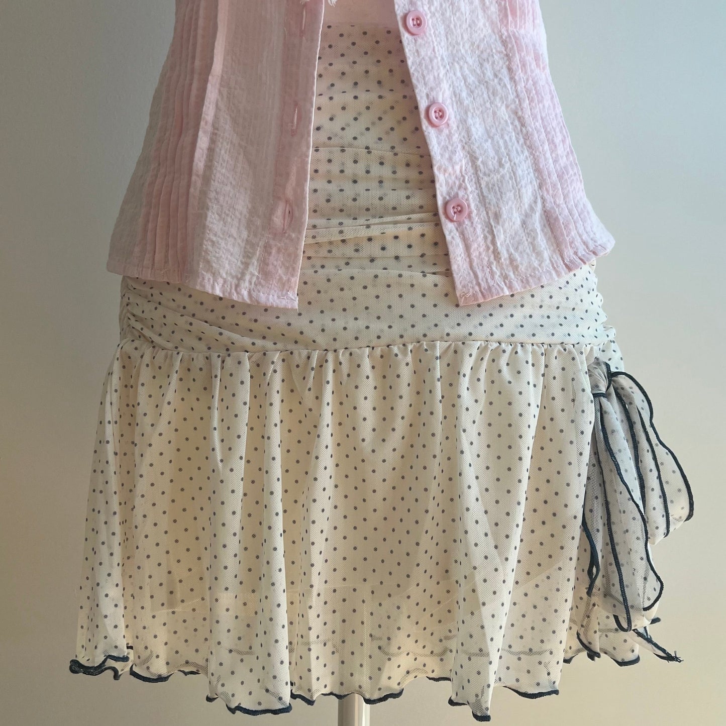 Whimsy Off-White Polka Skirt