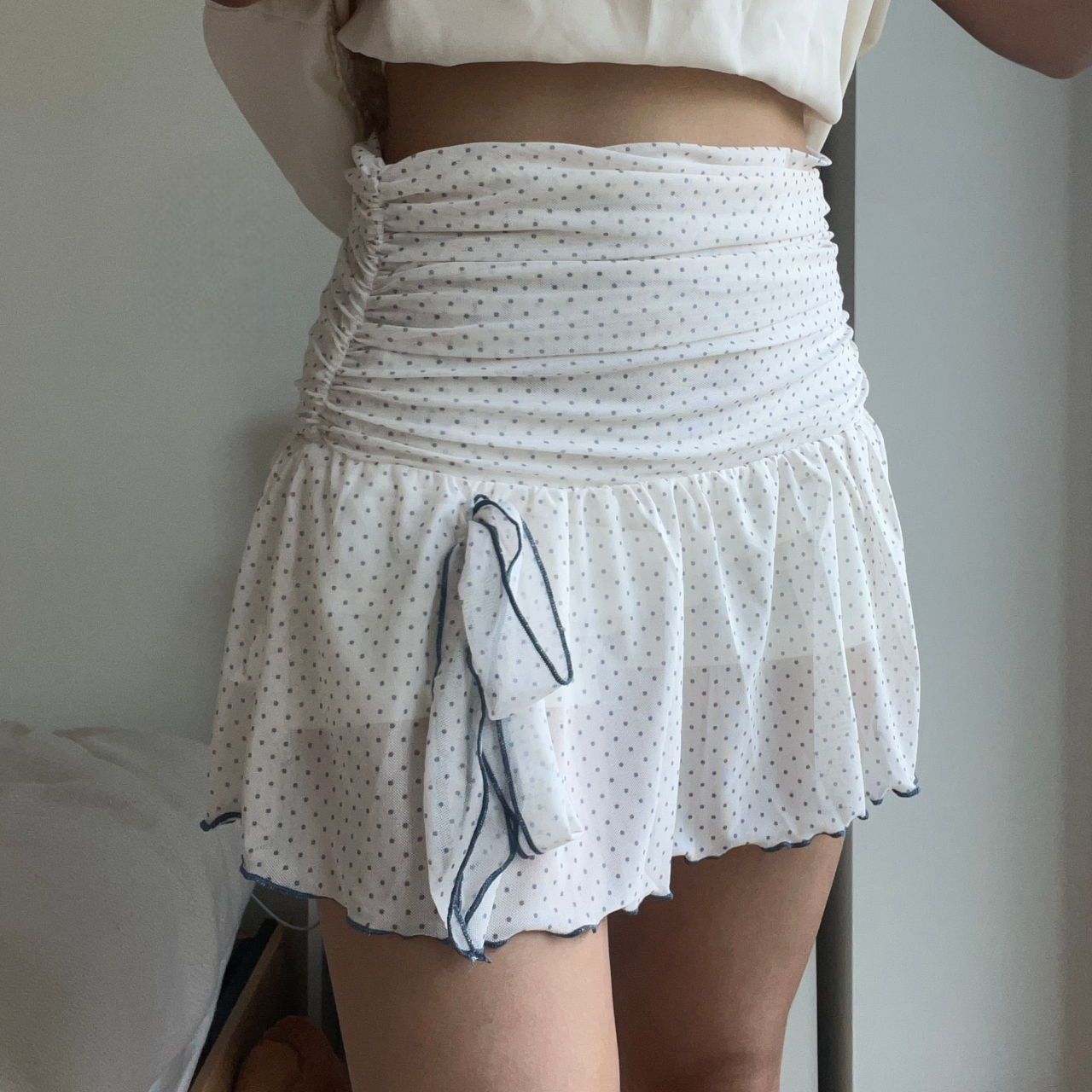 Whimsy Off-White Polka Skirt