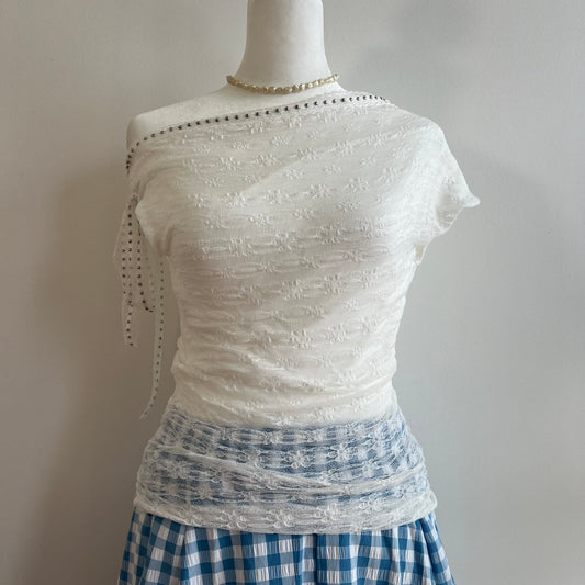 Evelyn White Off-Shoulder Top