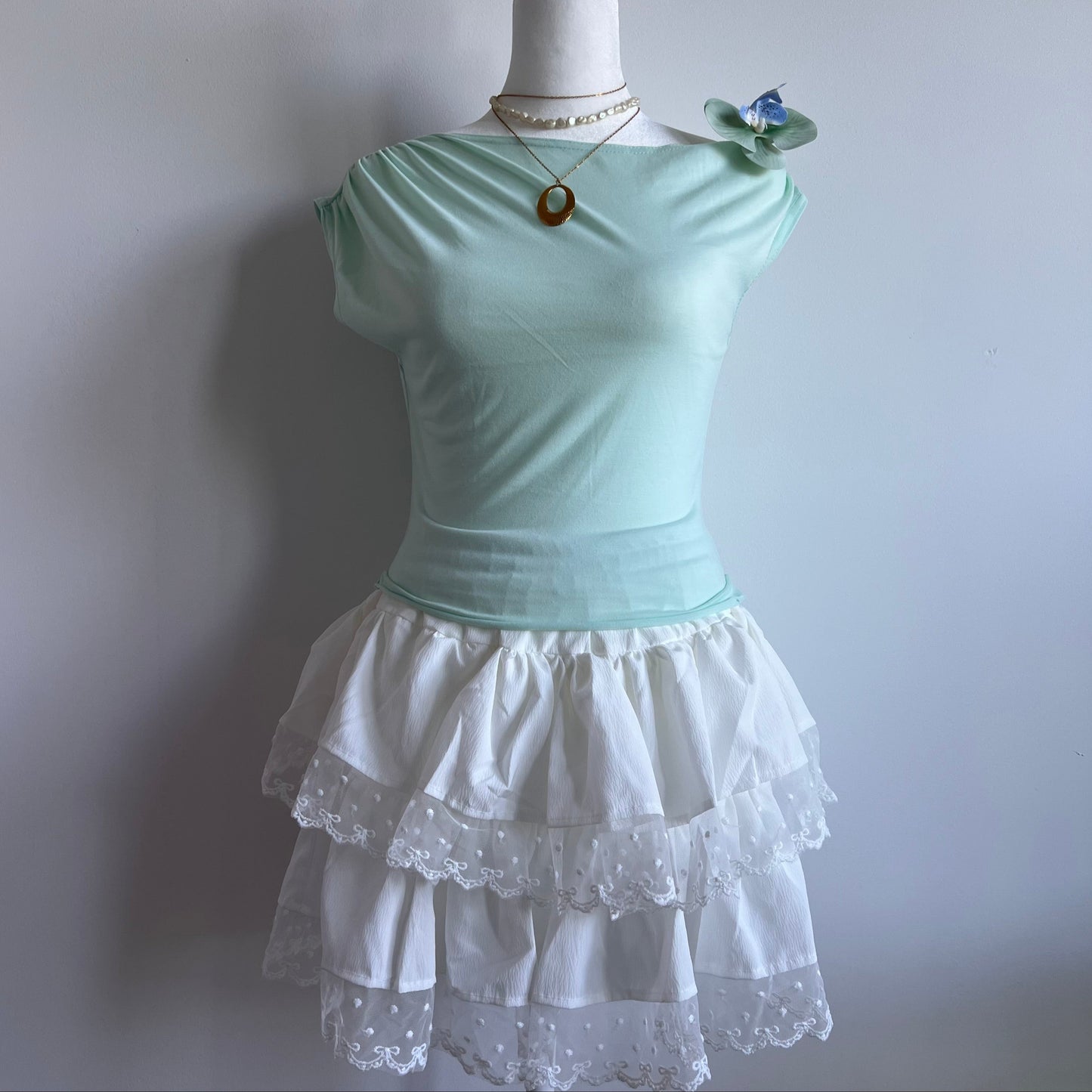 Summer Green Flower Top