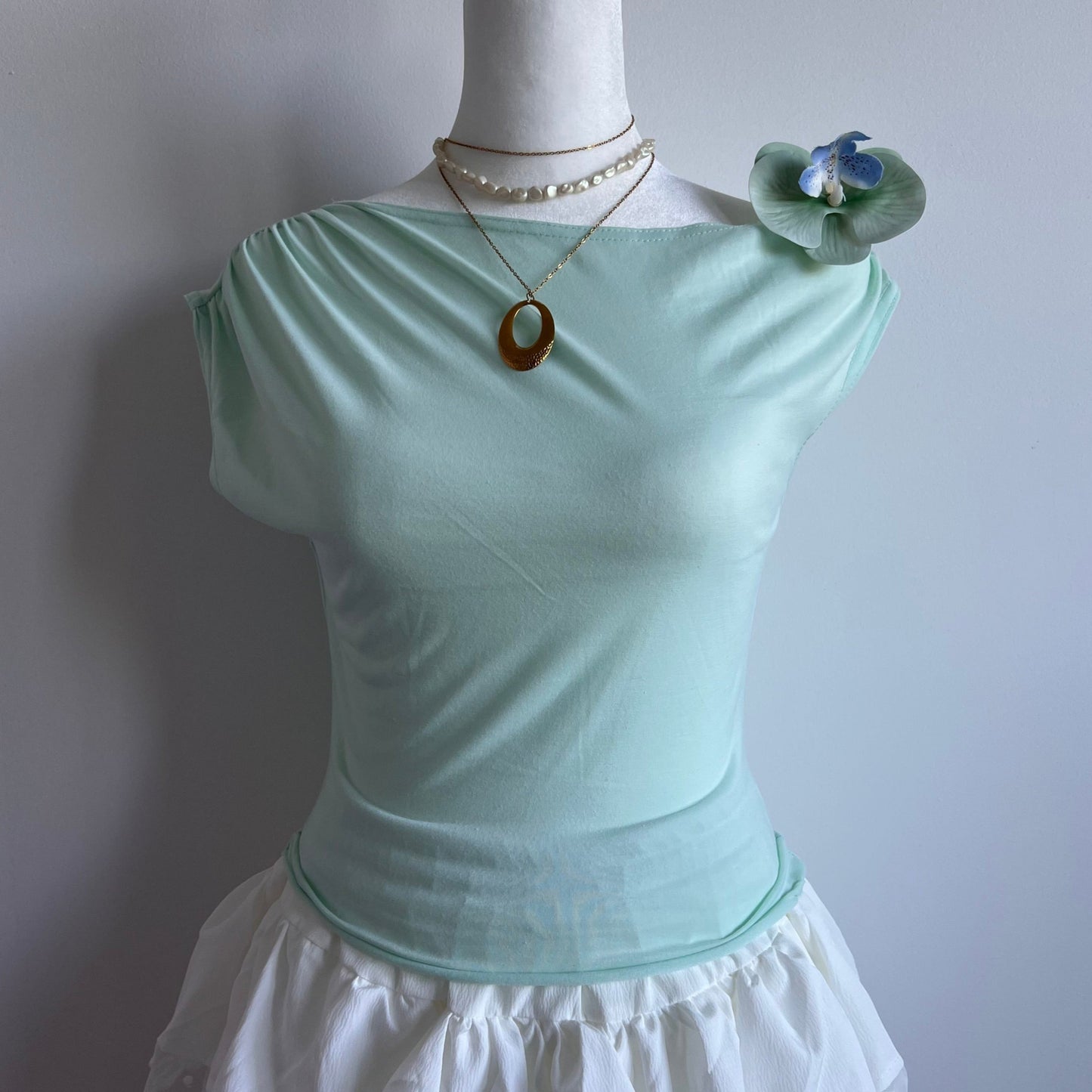 Summer Green Flower Top