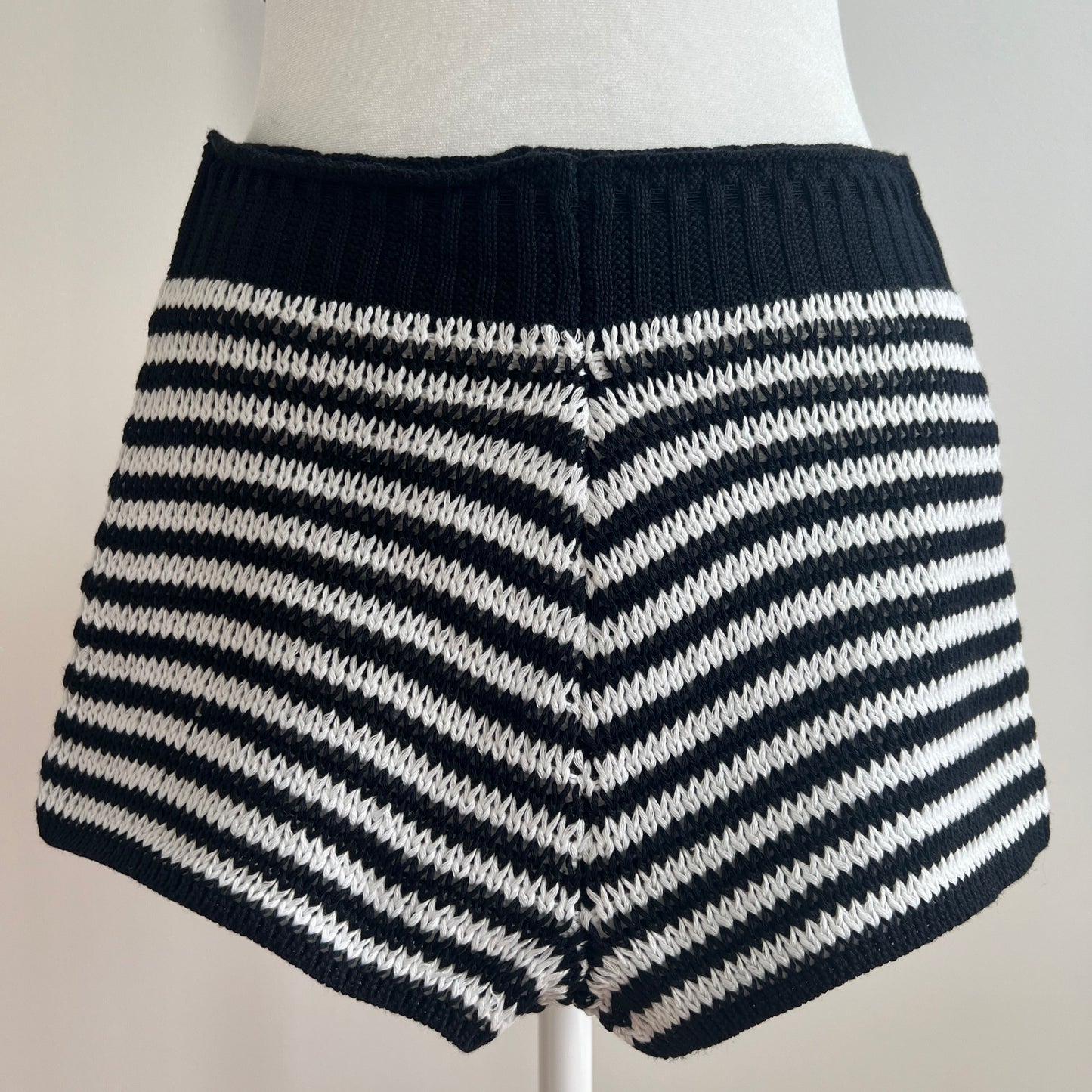 Jennie Black & White Crochet Shorts