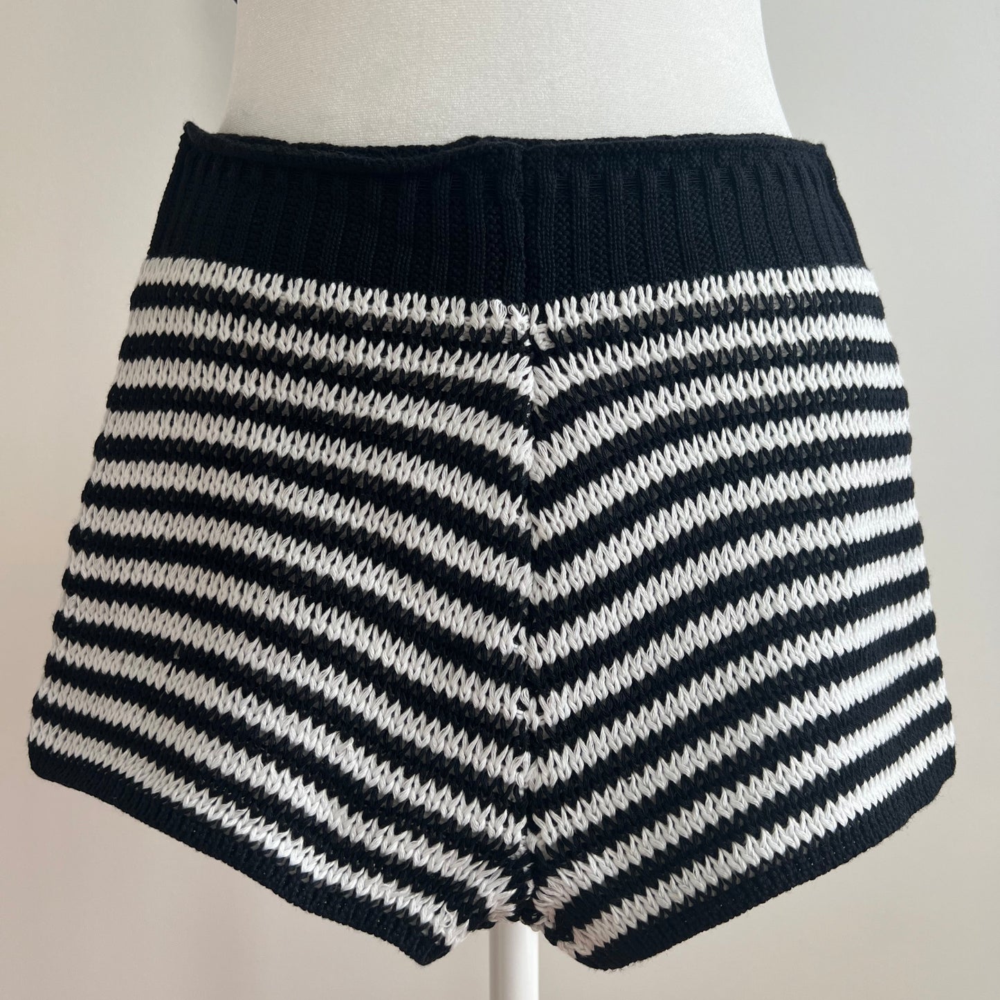 Jennie Black & White Crochet Shorts