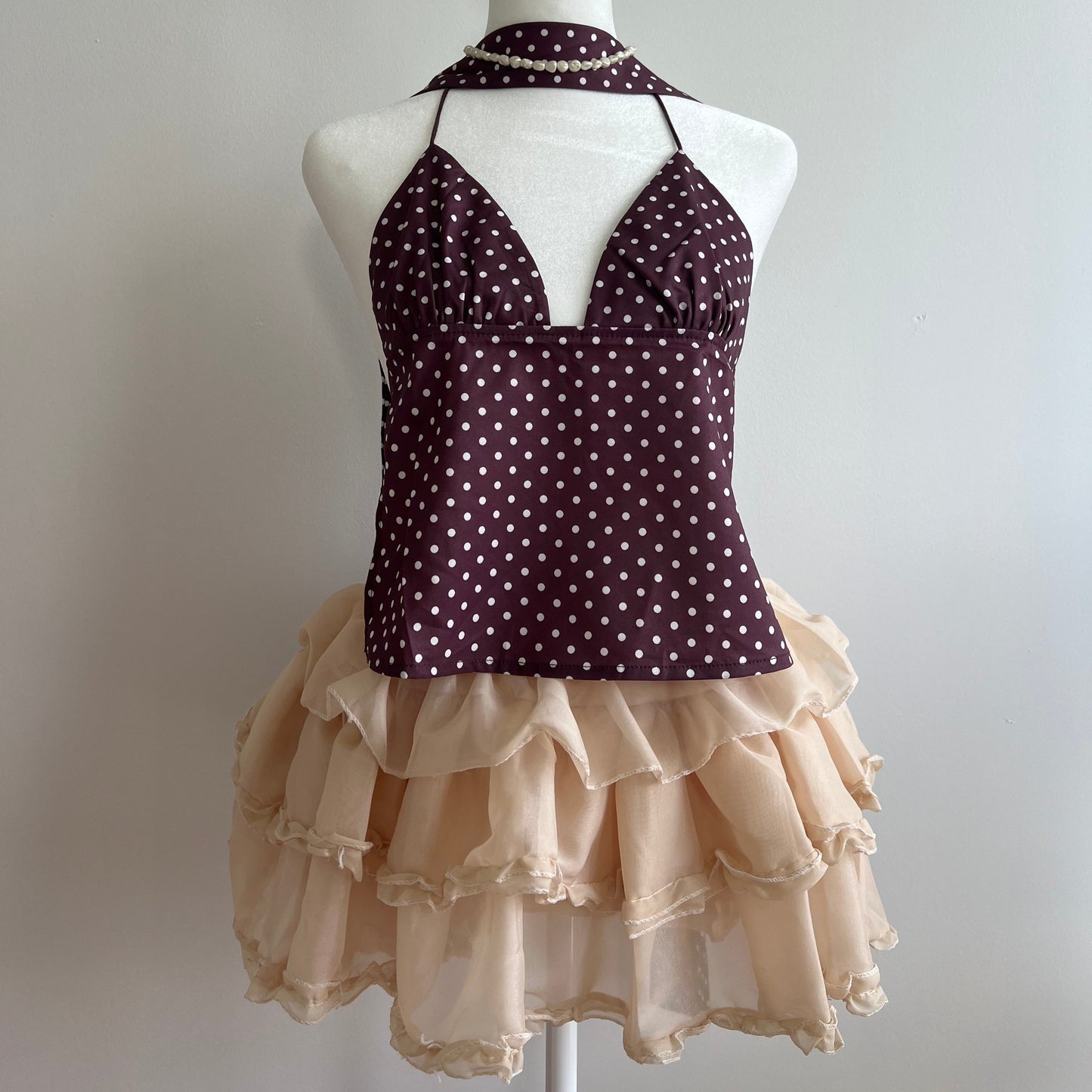 Maddi Brown Neck Scarf Top