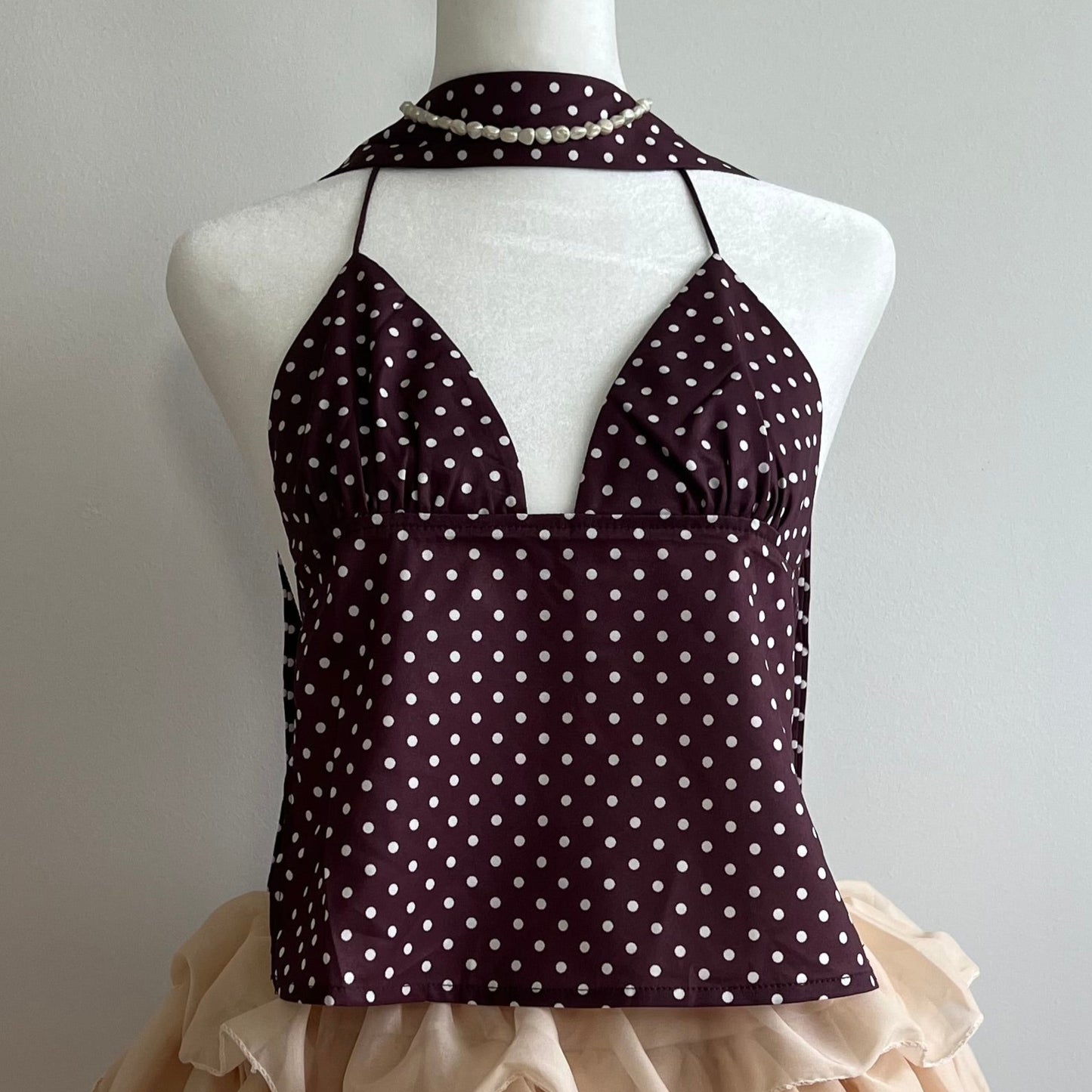 Maddi Brown Neck Scarf Top