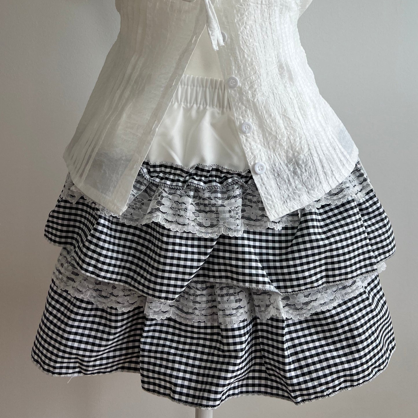 Hankerchief White Gingham Skirt