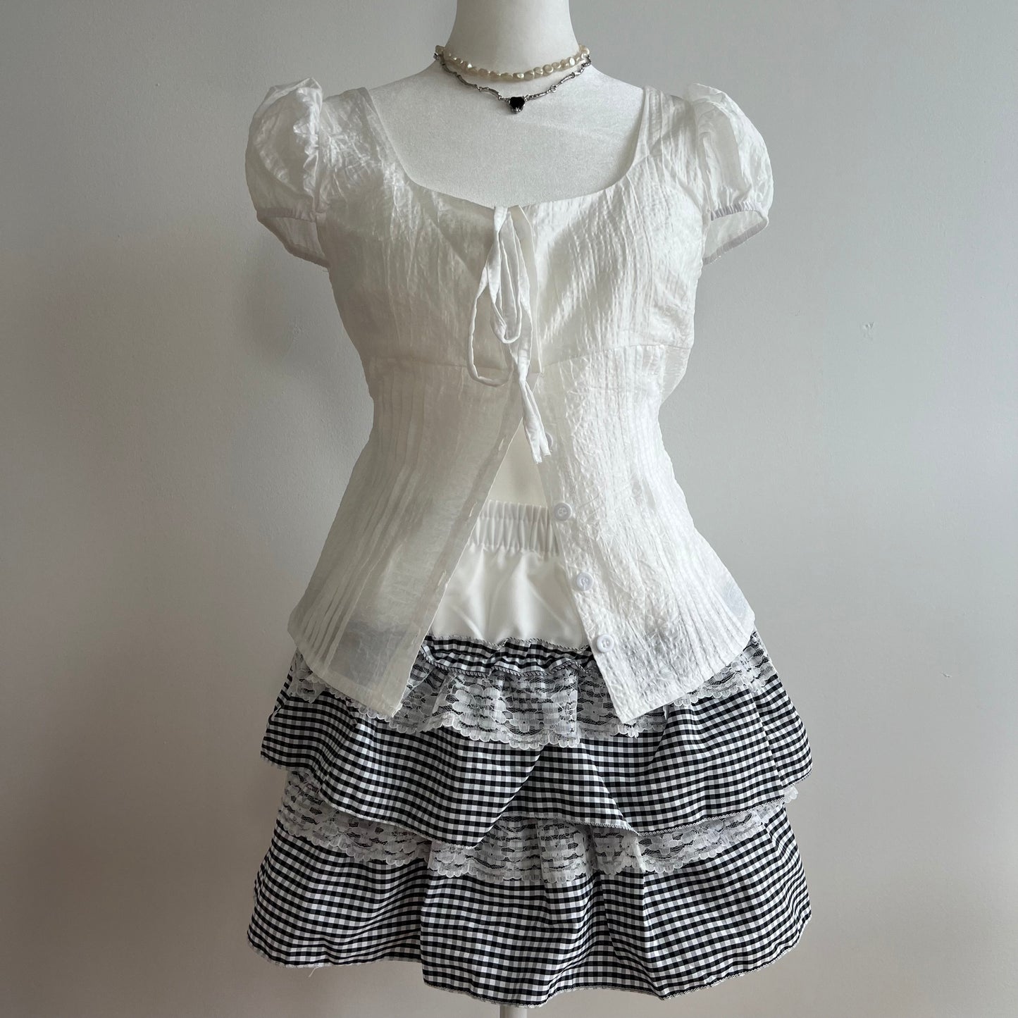 Hankerchief White Gingham Skirt