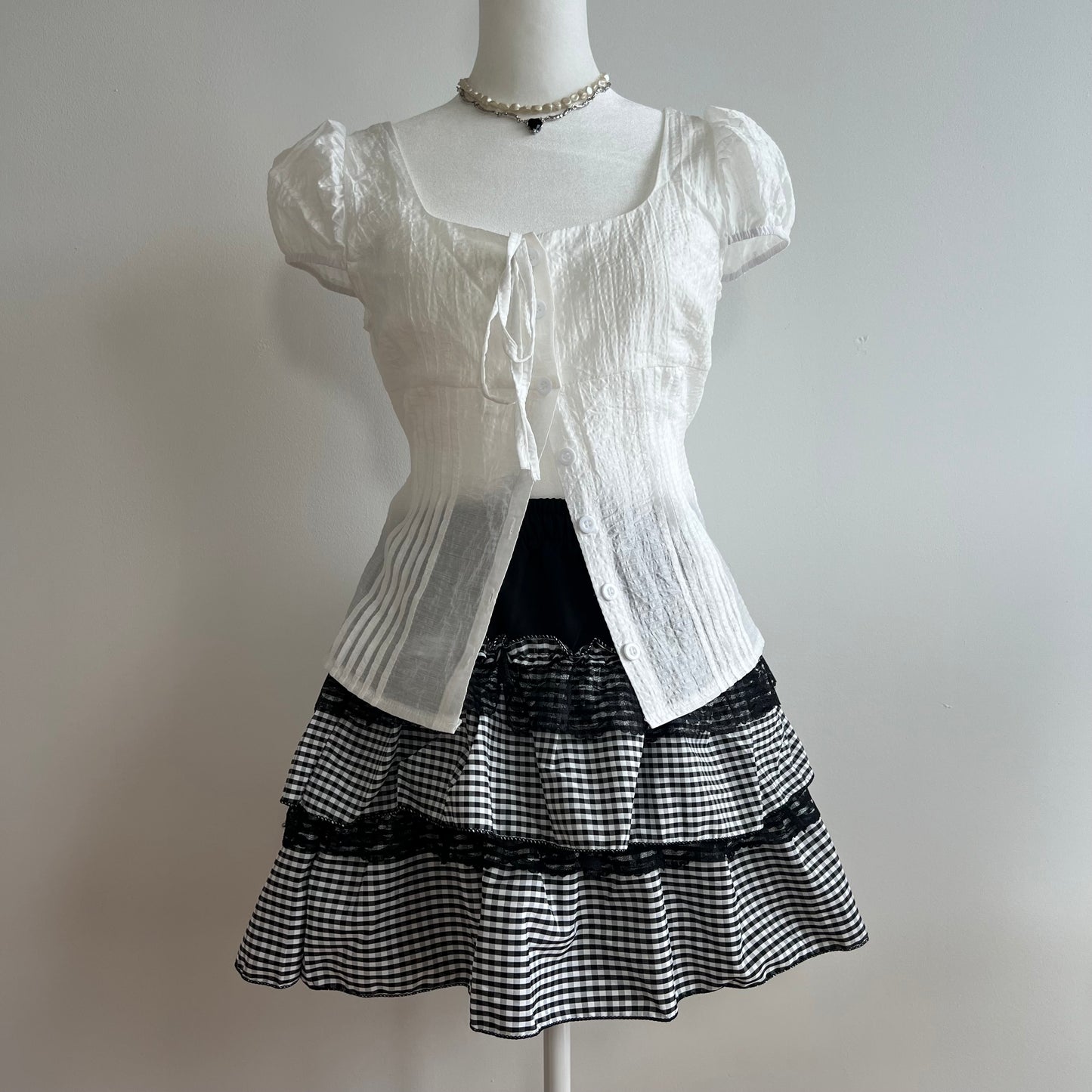 Hankerchief Black Gingham Skirt