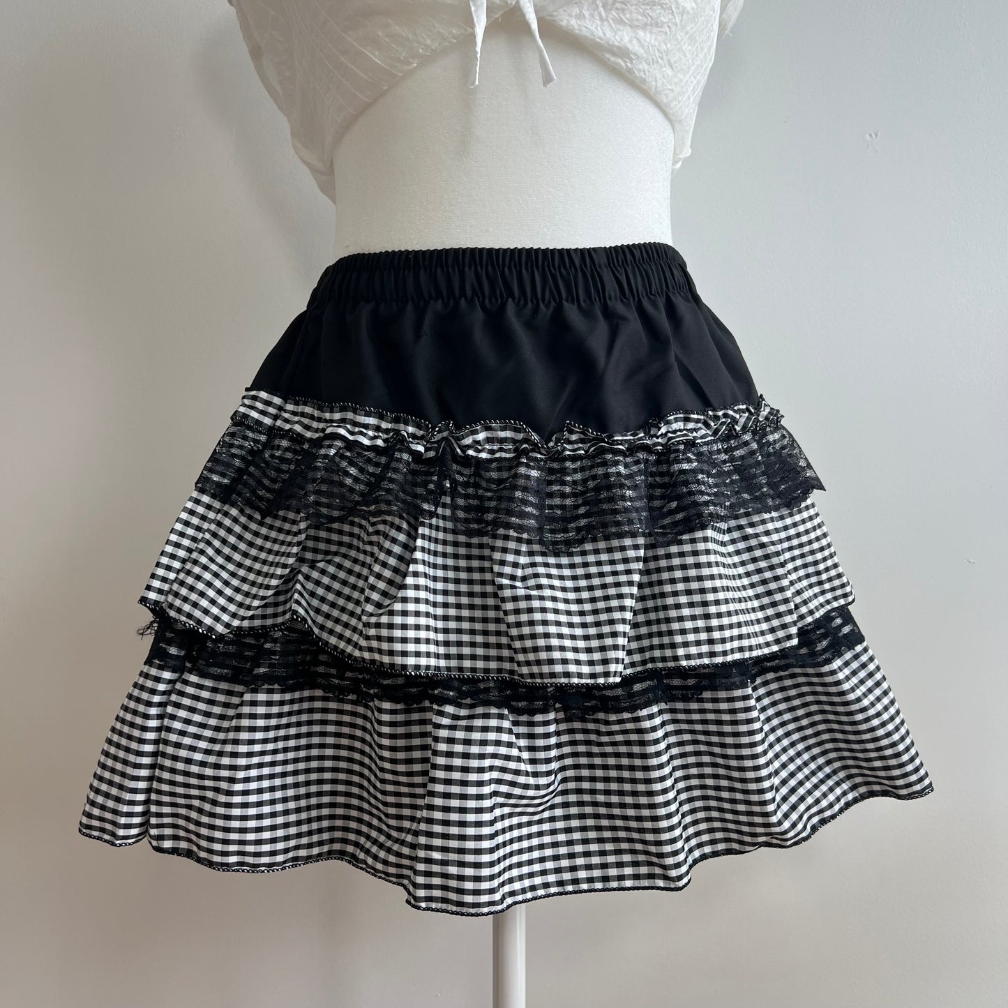 Hankerchief Black Gingham Skirt