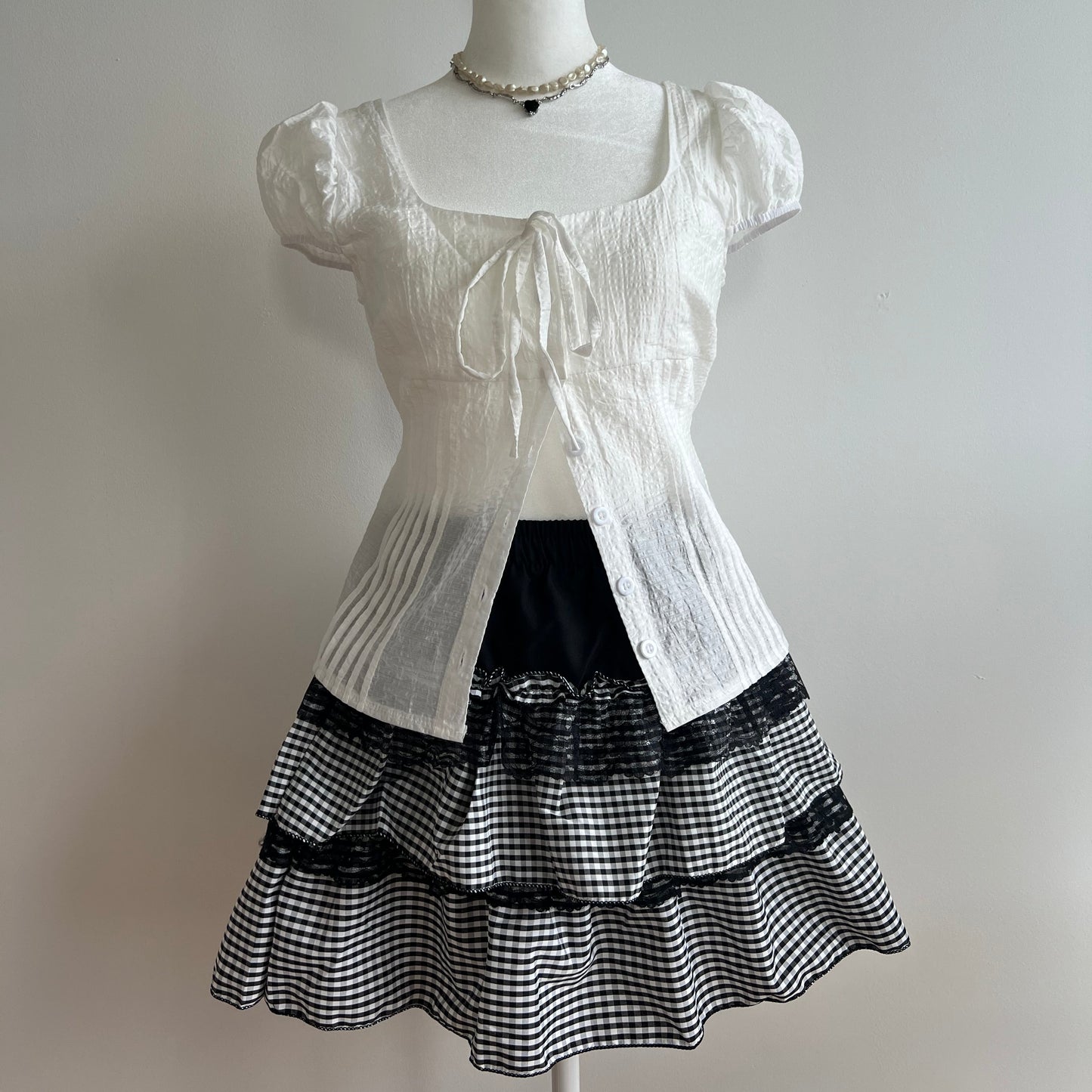 Hankerchief Black Gingham Skirt