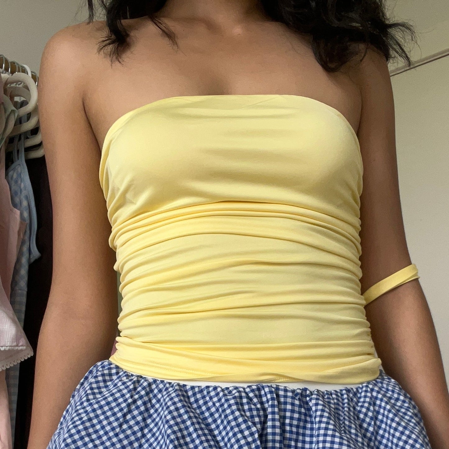 Barbara Yellow Strapless Top