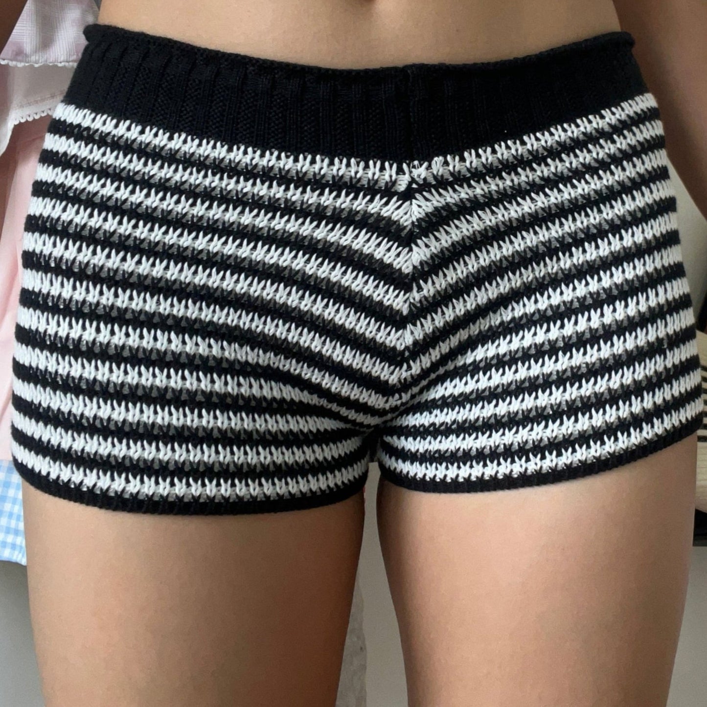 Jennie Black & White Crochet Shorts