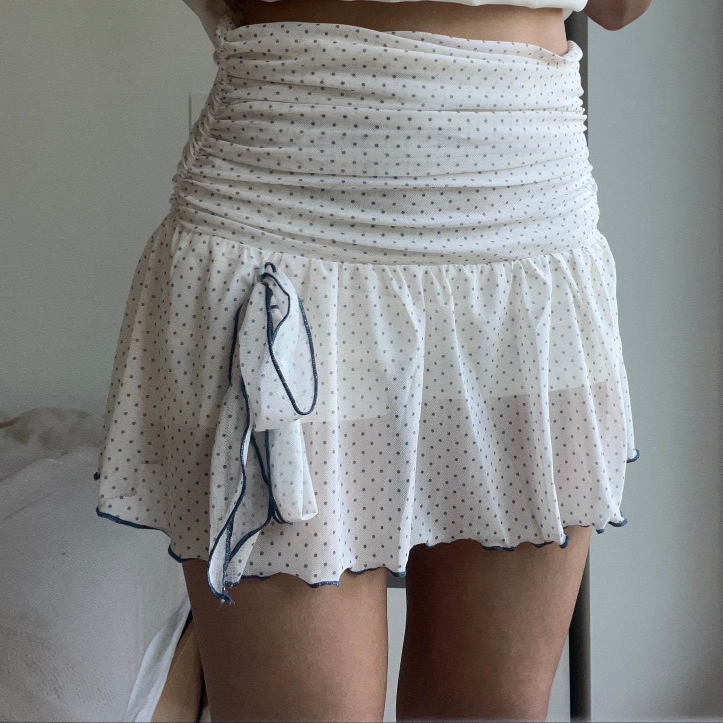 Whimsy Off-White Polka Skirt