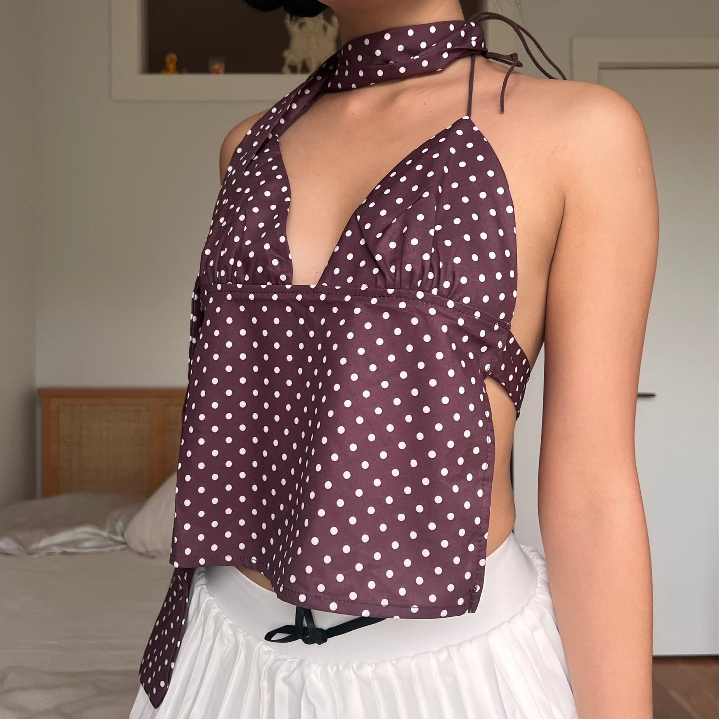 Maddi Brown Neck Scarf Top