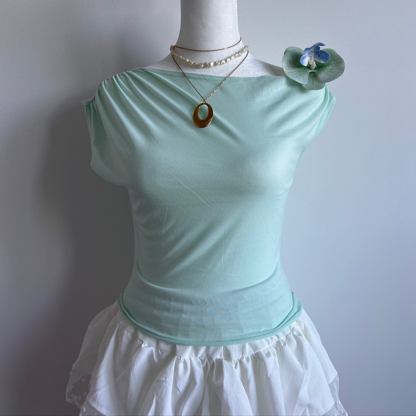 Summer Green Flower Top