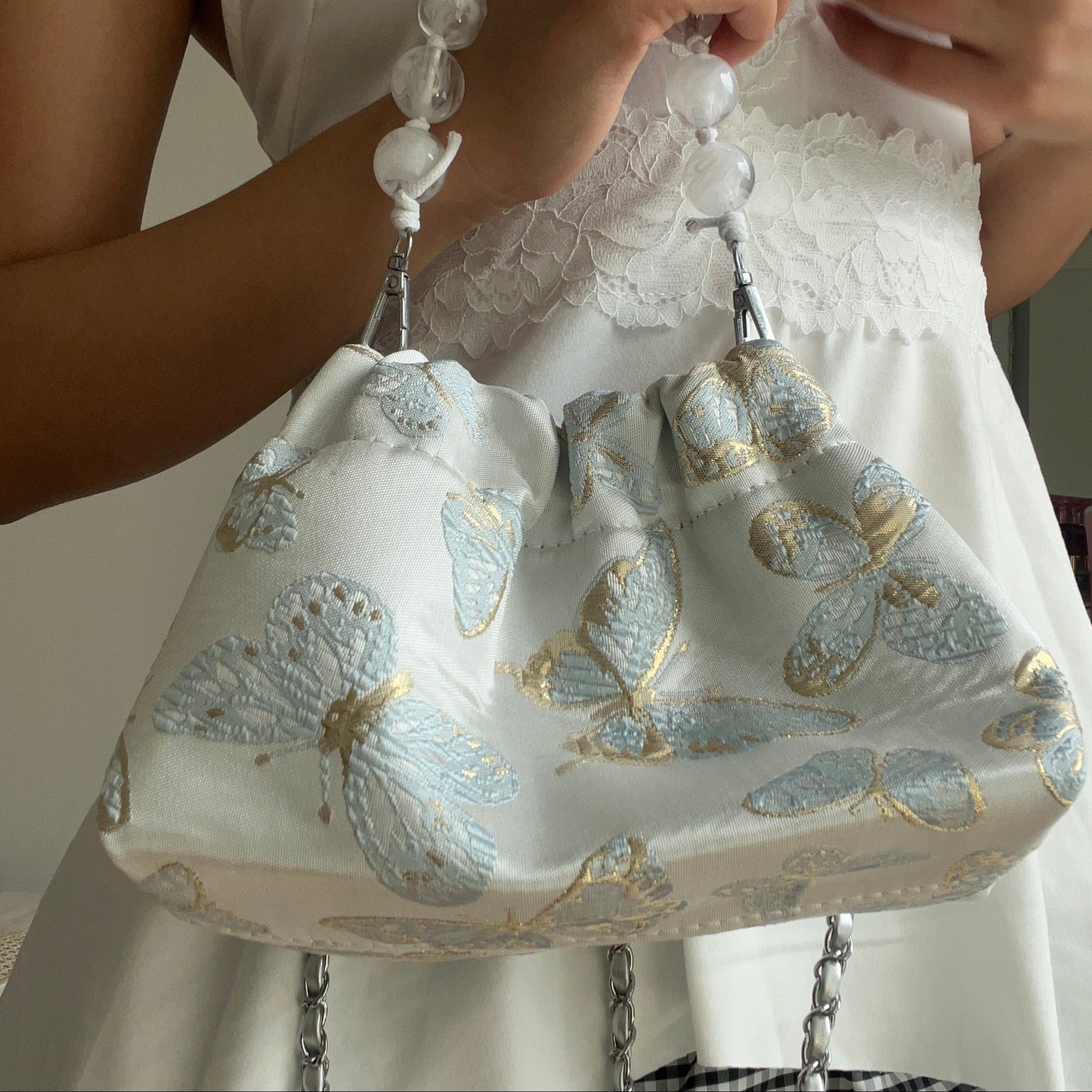 Snow Butterfly Silver Bag